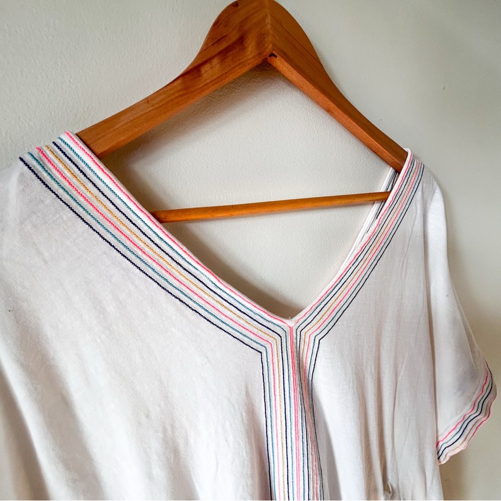 Boden Eloise Jersey Kaftan Tunic Beach Coverup Cotton Boho White Colorful Small - Picture 10 of 16